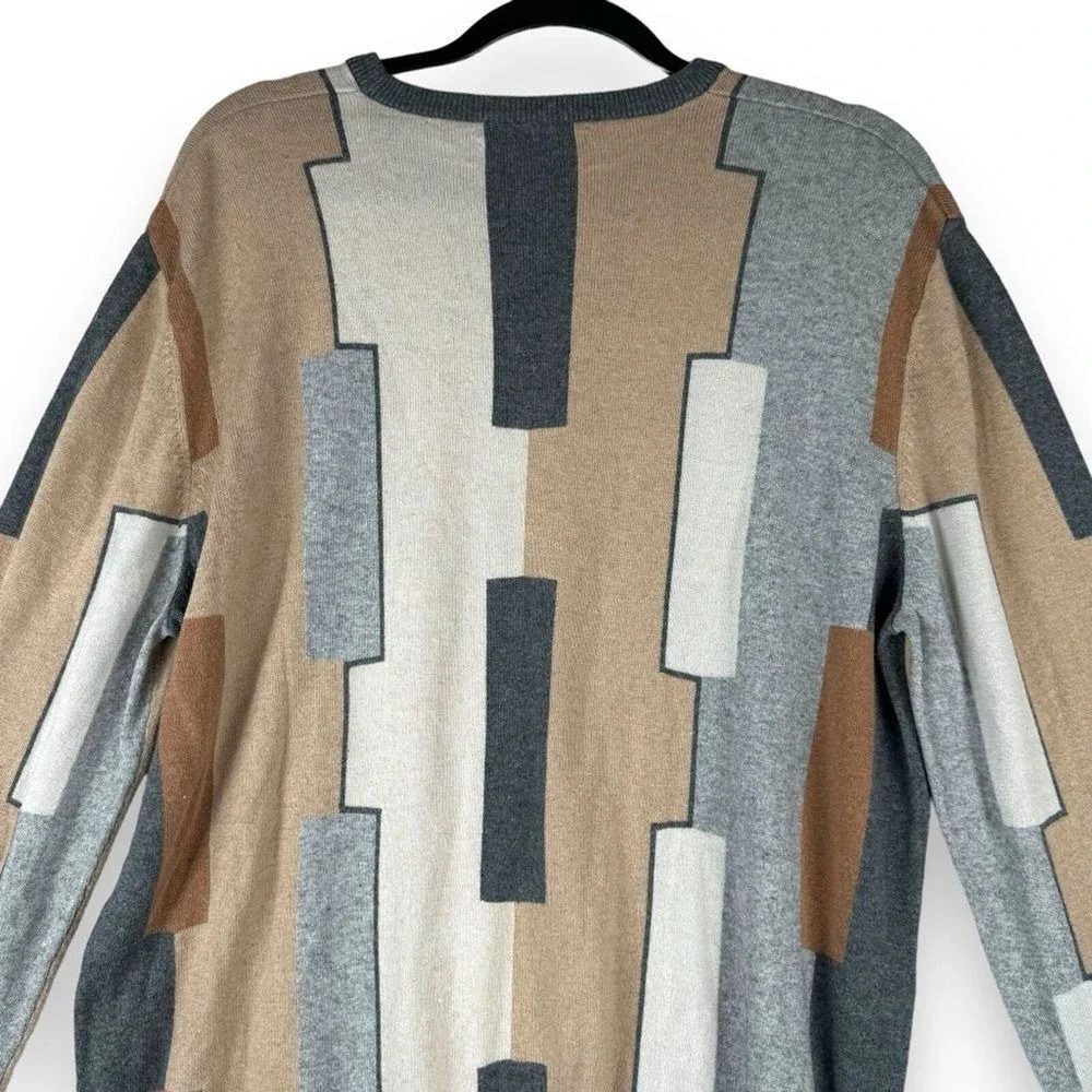 Vintage Tundra Grandpa Sweater Mens Size Large Silk Tencil Cashmere Geometric‎